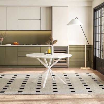 CENGHU Modern Cross Leg Round Dining Table with Marble Top, Occasional Table, Two Piece Removable Top for Dining Room, Kitchen, Office, Living Room