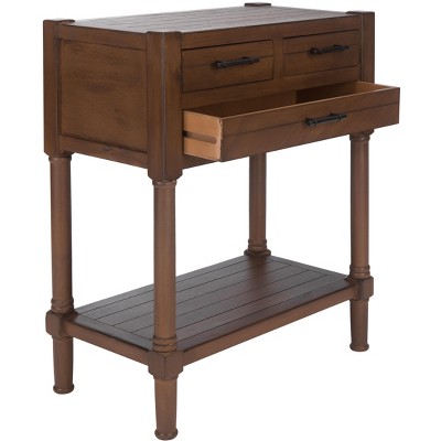 Brown Wood and Metal Console Table with Storage