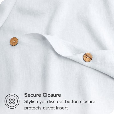 White Twin/Twin XL Linen Duvet Cover and Pillow Sham Set