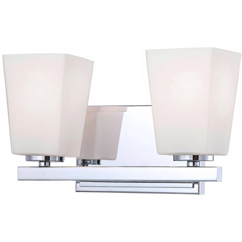 Minka Lavery Modern Wall Light Chrome Hardwired 12 1/4" 2-Light Fixture Soft Etched Opal Glass Shade for Bathroom Vanity Hallway, 1 of 3