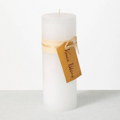 Vance Kitira 9" White Timber Pillar Candle ,Scentless, Clean-Burning, Environmental Friendly