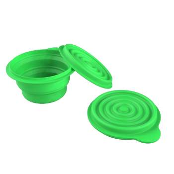 2 Pack Collapsible Bowls with Lids- BPA Free Silicone, Reusable Hot or Cold Food Bowl, Green