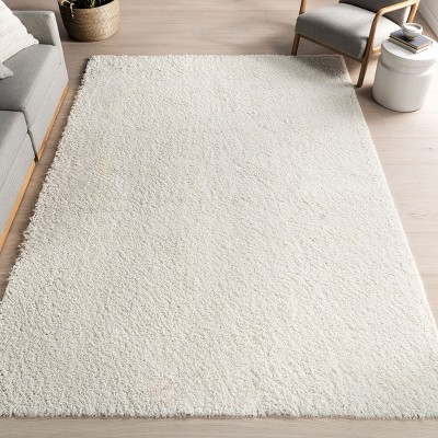 Cozy White Synthetic 8' x 10' Handmade Tufted Shag Rug