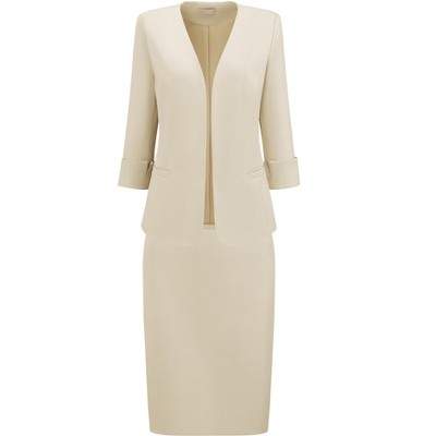 INSPIRE CHIC Women's Business Blazer Elegant Skirt Sets Suit 2 Pcs