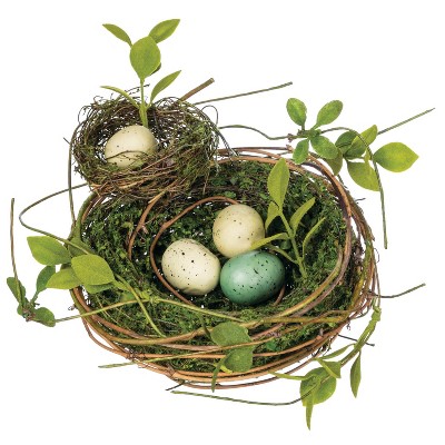 Sullivans Double Nest with Easter Eggs Decorative Filler 4"H brown
