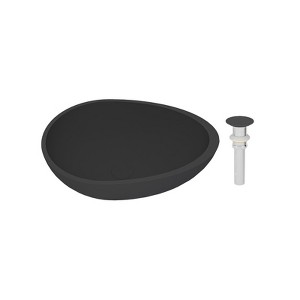 CASAINC Egg-Shaped Concrete Bathroom Vessel Sink with Pop-up Drainer - 1 of 2