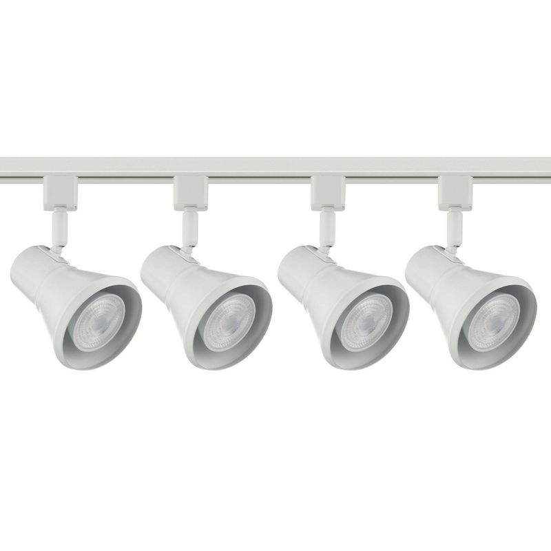 Pro Track Daris 4-Head LED Ceiling Track Light Fixture Kit Floating Canopy Spot Light Halo Adjustable White Modern Kitchen Bathroom Dining 48" Wide, 1 of 4