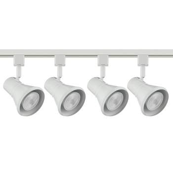 Pro Track Daris 4-Head LED Ceiling Track Light Fixture Kit Floating Canopy Spot Light Halo Adjustable White Modern Kitchen Bathroom Dining 48" Wide