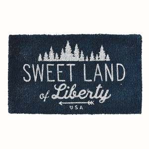 tagltd 18" x 30" Sweet Land Of Liberty U.S.A. Rectangle Indoor and Outdoor Coir Door Welcome Mat 4th of July Patriotic Blue Background - 1 of 4