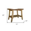 HomeRoots Contemporary Teak Shower Bench With Shelf In Natural Finish - 2 of 4