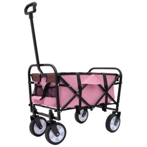 FURNIinspire Outdoor Serving Carts Fish 250L Collapsible Wagon Beach Wagon with Big Wheels for Camping, Sports, Pink, 25.98"*17.32"*37.4" - 1 of 4