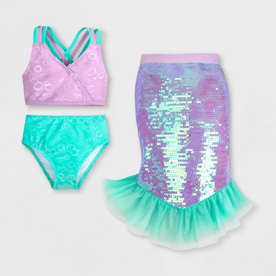 Girls' Disney The Little Mermaid Ariel 3pc Swim Set - Purple - Disney Store