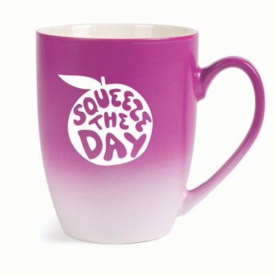 Elanze Designs Squeeze The Day Two Toned Ombre Matte 10 ounce New Bone China Coffee Tea Cup Mug, Pink and White