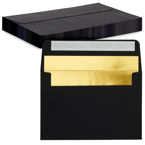 Best Paper Greetings 50 Pack Black 4x6 Envelopes With Gold Lining