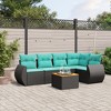 vidaXL Patio Sofa Set with Cushions Outdoor Furniture 6 Piece Poly Rattan - Black Corner + 2x Middle + 2x Sofa + Table - 2 of 4