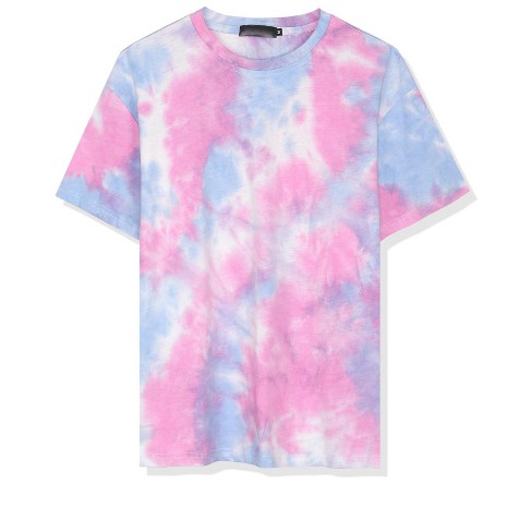 Blue, Purple and Pink Tie Dye Short Sleeved T-Shirt