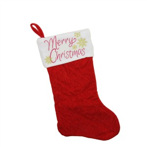 Northlight 19" Quilted Red Velvet "Merry Christmas" Embroidered Christmas Stocking - 1 of 1