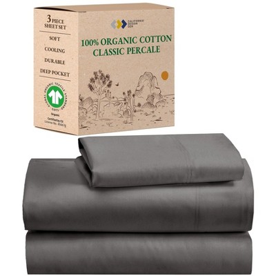California Design Den  Bed Sheets Set - 100% Organic Cotton Percale, Deep Pocket