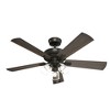 Hunter 52" Crestfield Lighted Ceiling Fan Noble Bronze with Bleached Grey Pine Blades and Clear Glass Light Kit - 2 of 4