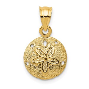 Black Bow Jewelry 14k Yellow Gold 12mm Laser Cut Sand Dollar Pendant - 1 of 4