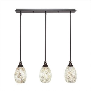 Toltec Lighting Any 3 - Light Chandelier in  Dark Granite with 5" Natural Fusion Shade - 1 of 1