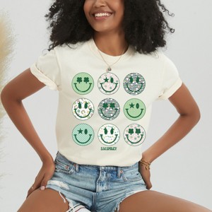 S.W.Smiley St. Patrick's Smiley Chart - Women's Garment Dyed Graphic T-Shirt - 1 of 4