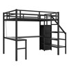 NicBex Full Bunk Bed with Desk Metal Frame Bed Frame with Storage Stairs, Wardrobe, Guardrails and Adjustable Shelf, No Box Spring Required - 3 of 4