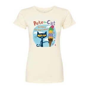 Women's - Pete the Cat - Screams For Ice Cream Fitted Graphic T-Shirt - 1 of 3