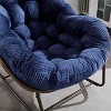 VYNXARIA Outdoor Rattan Rocking Chair,Padded Cushion Rocker Recliner Chair Outdoor for Front Porch, Living Room, Patio, Garden, Navy blue - 4 of 4