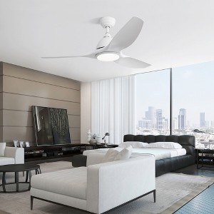 Wanze of Ocean 52 in. Smart White Indoor ABS White Blade 3-Size Downrod Mount Ceiling Fan with 3-Color Dimmable Light and Remote - 1 of 4