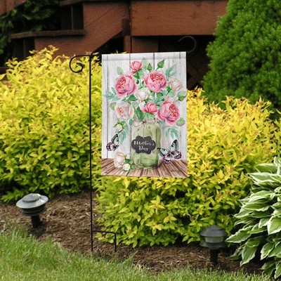 Mother's Day Roses Garden Flag with Mason Jar Design