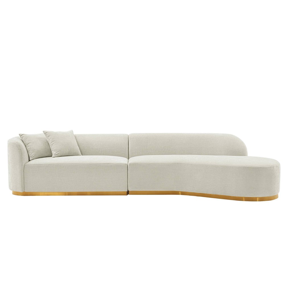 Photos - Storage Combination 131.89" Daria Linen Upholstered Sofa Sectional with Pillows Ivory - Manhat