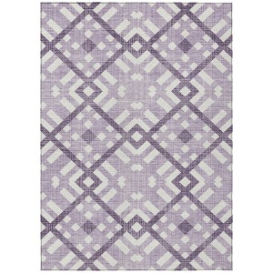 Purple Lilac And Ivory Geometric Washable Indoor Outdoor Area Rug - 1 of 4