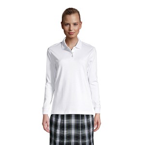Lands' End School Uniform Women's Long Sleeve Interlock Polo Shirt - 1 of 4