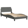 vidaXL Twin Bed Frame with Plush Headboard - Dark Gray, Modern Fabric Upholstered, 39.4"x74.8" for Bedroom Elegance - 3 of 4