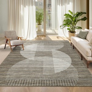 Modern Area Rugs Washable Contemporary Accent Carpet Non Slip Stain Resistant Geometric Floor Cover for Living Room Bedroom Kitchen - 1 of 4