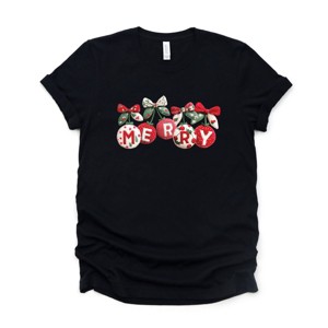Merry Ornaments Quilted Print - Women's Short Sleeve Graphic T-Shirt - 1 of 4
