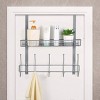 NEX 1 Tier Over the Door Bath Organizer with Mesh Basket Silver: Metal Clothesline & Garment Storage Solution - 3 of 4
