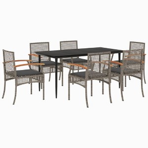 vidaXL Garden Dining Set Grey, Black - Gray - 63" x 31.5" x 29.1" - 6 Items - 1 of 4