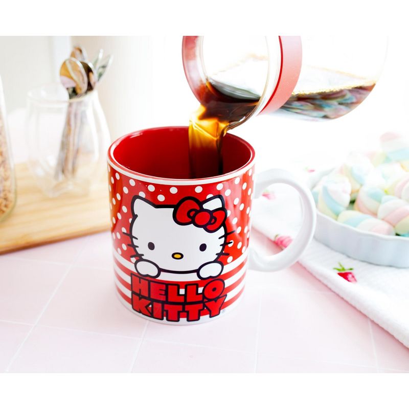 Silver Buffalo Sanrio Hello Kitty Dots And Stripes Ceramic Mug | Holds 20 Ounces, 4 of 7