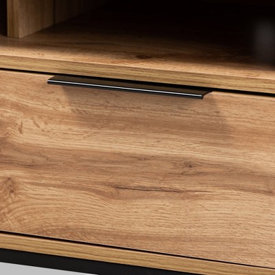 Reid Oak and Black Metal 2-Drawer TV Stand