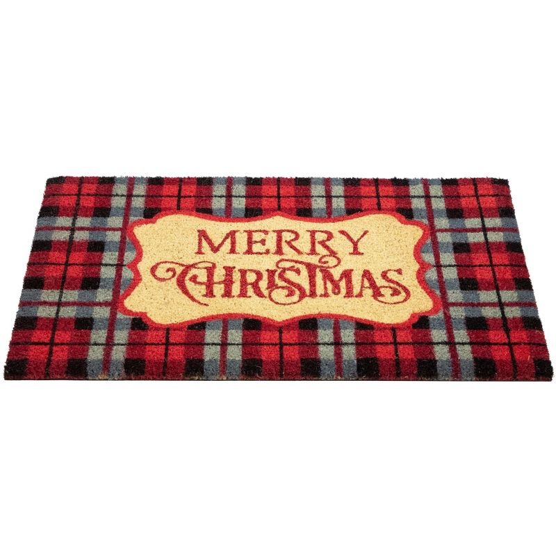 Northlight Red and Black Plaid "Merry Christmas" Rectangular Doormat 18" x 30", 4 of 7