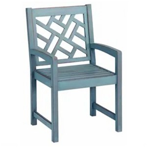 Four Seasons Courtyard 22 Inch Seat Distressed Hardwood Portland Patio Arm Chair with Brush Wire Finish and 250 Pound Maximum Capacity, Blue - 1 of 4