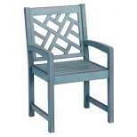 Four Seasons Courtyard 22 Inch Seat Distressed Hardwood Portland Patio Arm Chair with Brush Wire Finish and 250 Pound Maximum Capacity, Blue