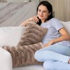 Cheer Collection Luxuriously Soft Faux Fur Throw Pillow With Inserts, Set of 2 - Marble Chocolate - 4 of 4
