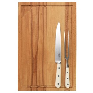 Gibson Goswell 3 Piece Carving Board and Cutlery Set in Cream - 1 of 4