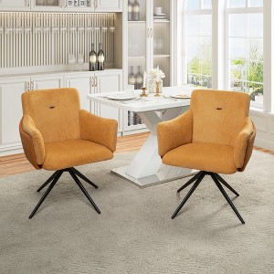 Hrinhom Set of 2 360° Swivel Upholstered Accent Chairs,Dining Chairs with Metal Base - 1 of 4