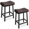 Bar Stools Set of 2, 24" Counter Height Upholstered Padded Barstools with Curved Surface, Ergonomic Saddle Seat, for Kitchen Island, Home Bar - 2 of 4