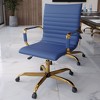 LeisureMod Harris Mid-Back Office Chair, Leather Upholstery with Gold Metal Frame, Modern Armless Desk Seating for Home Office or Conference Room - 2 of 4