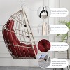 CAVINAS Outdoor Egg Swing Chair,Rattan Patio Hanging Chair with Cushion,Outdoor Swing for Backyard Porch Courtyard,Red - 3 of 4